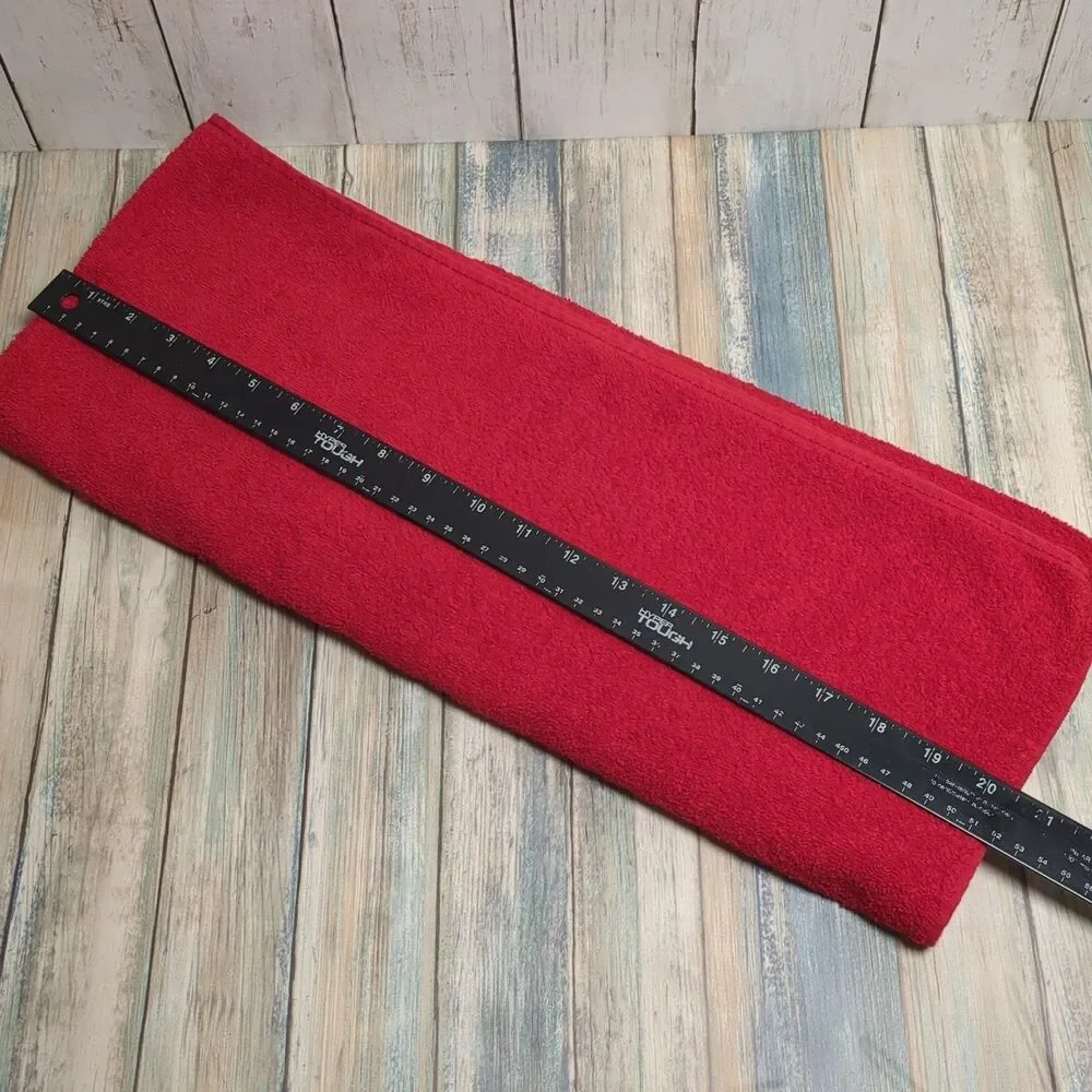 Vintage Cannon Christmas Teddy Bear Red Bath Towel Plaid 100% Cotton Made in USA
